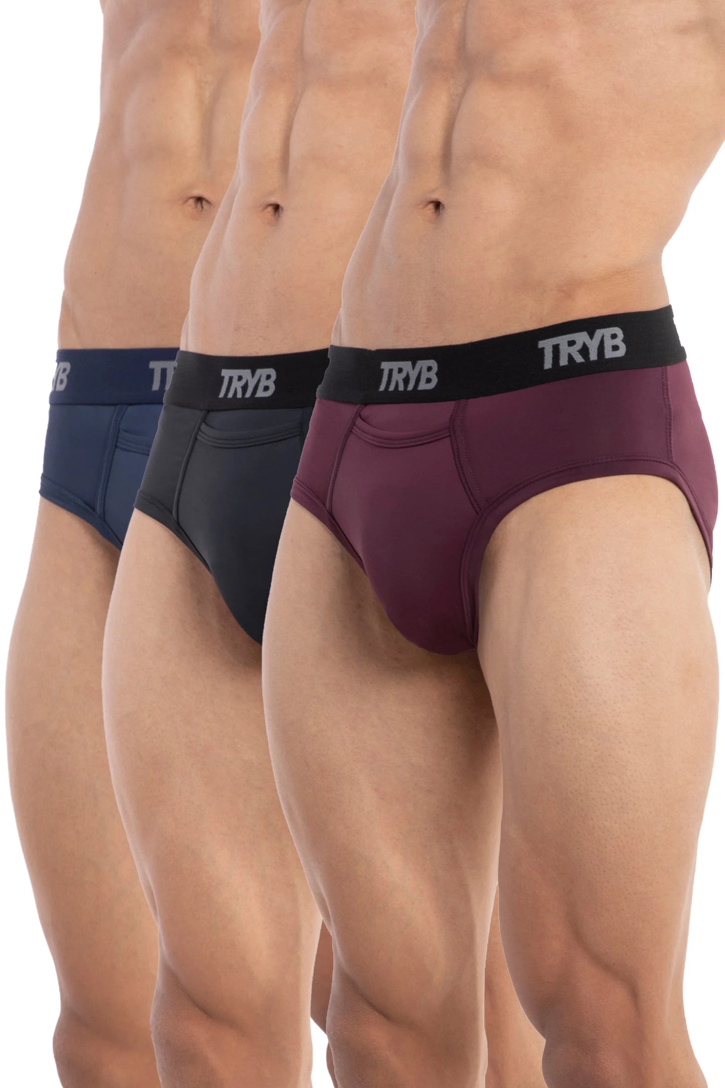 Trybwear ACTIV – Briefs (3 Pack) Armada Marine - Grape Vine - Midnight Black / S