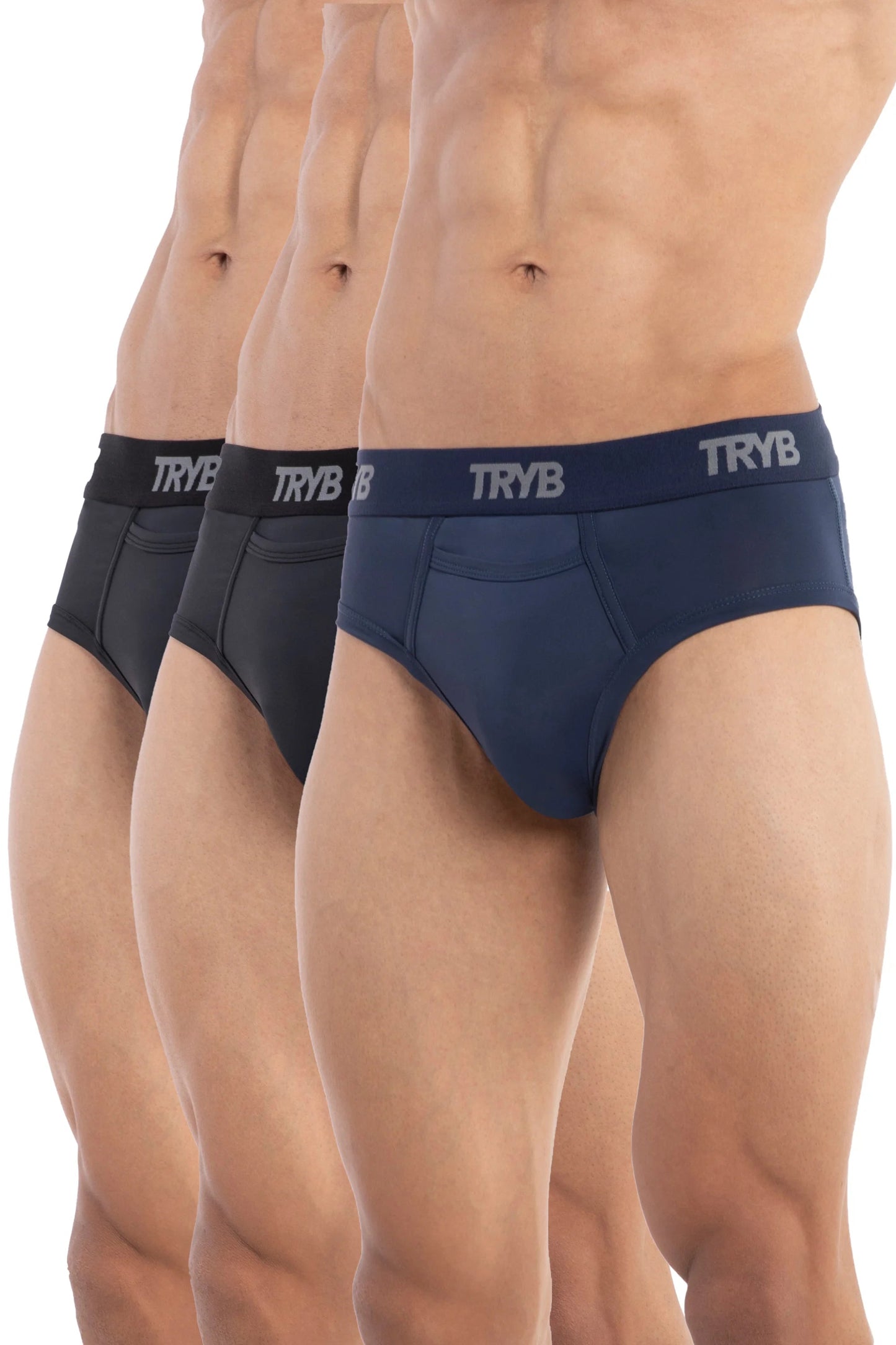 Trybwear ACTIV – Briefs (3 Pack) Midnight Black - Armada Marine - Midnight Black / S