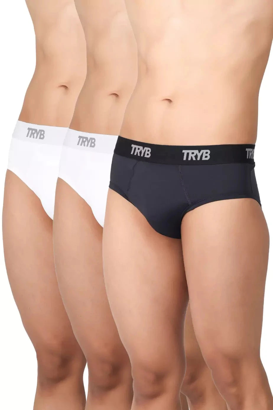 Trybwear ACTIV – Briefs with Supporter (3 pack) White Smoke - Midnight Black / S