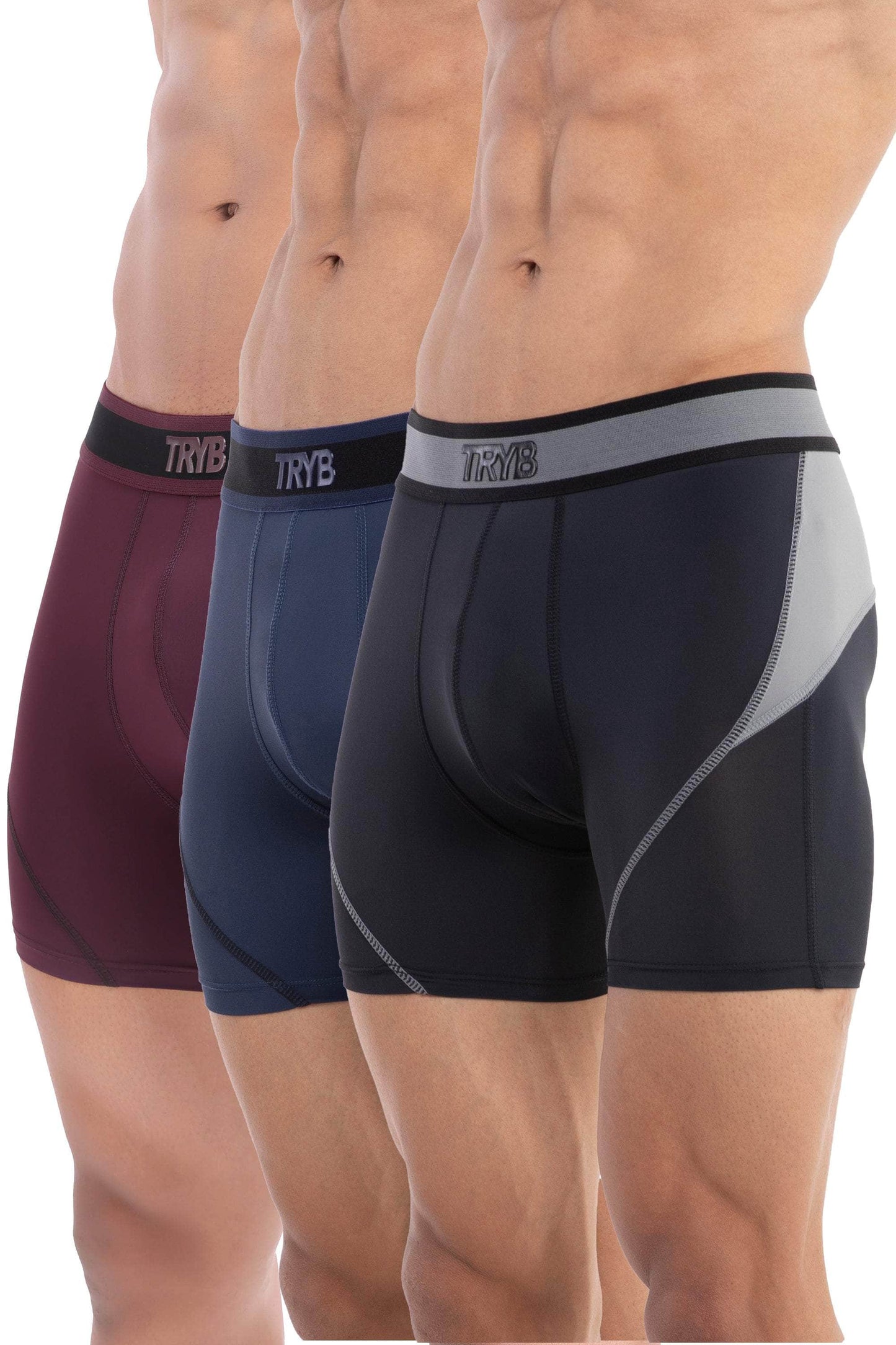 Trybwear ACTIV-H Trunk (3 Pack) Armada Marine - Grape Vine - Midnight Black / S
