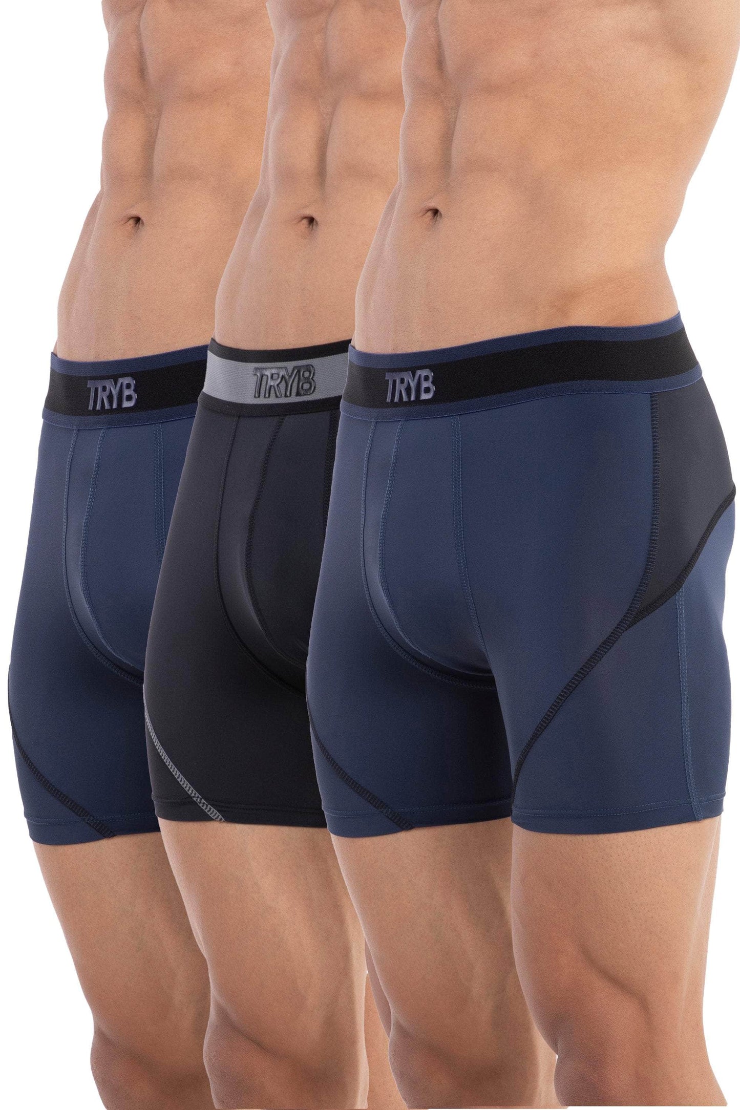 Trybwear ACTIV-H Trunk (3 Pack) Armada Marine - Midnight Black - Armada Marine / S