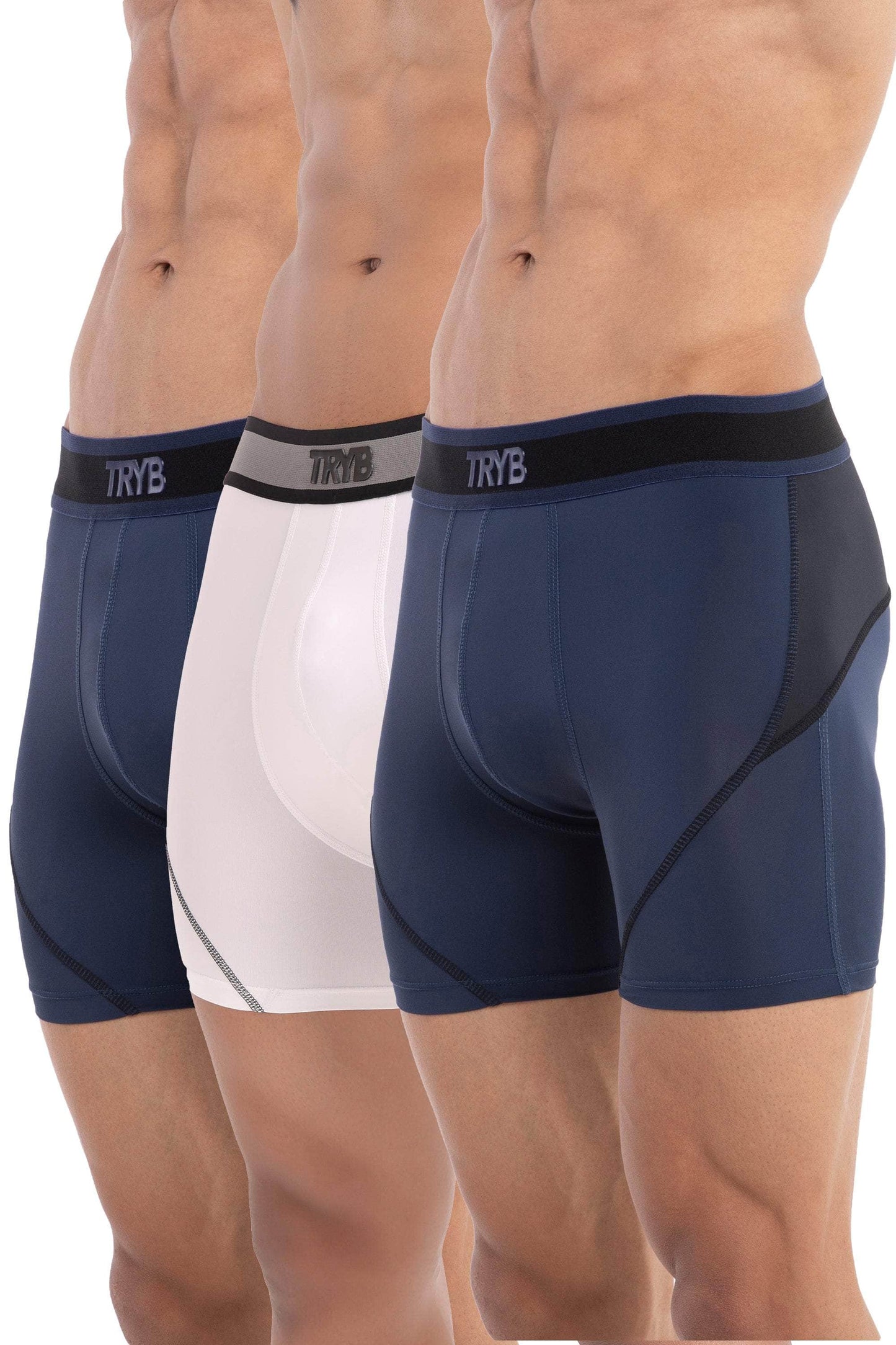 Trybwear ACTIV-H Trunk (3 Pack) Armada Marine - White Smoke - Armada Marine / S
