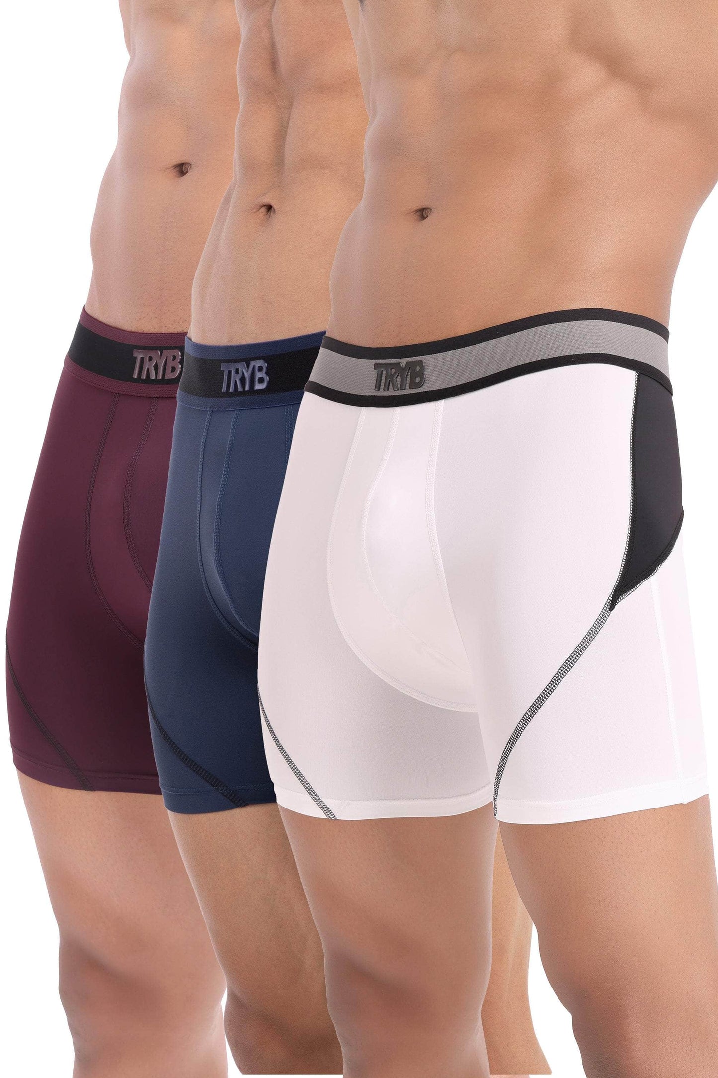 Trybwear ACTIV-H Trunk (3 Pack) Armada Marine - White Smoke - Grape Vine / S