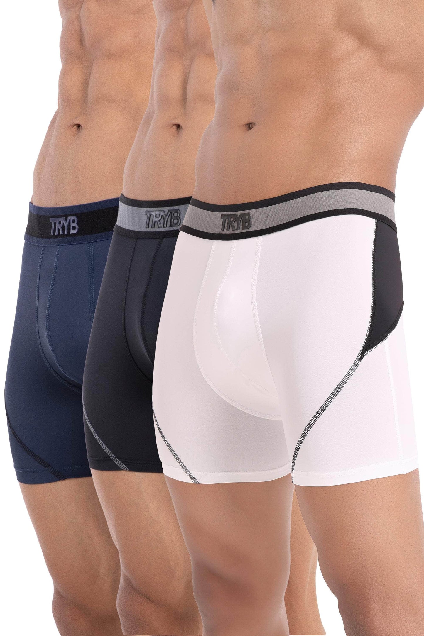 Trybwear ACTIV-H Trunk (3 Pack) Armada Marine - White Smoke - Midnight Black / S