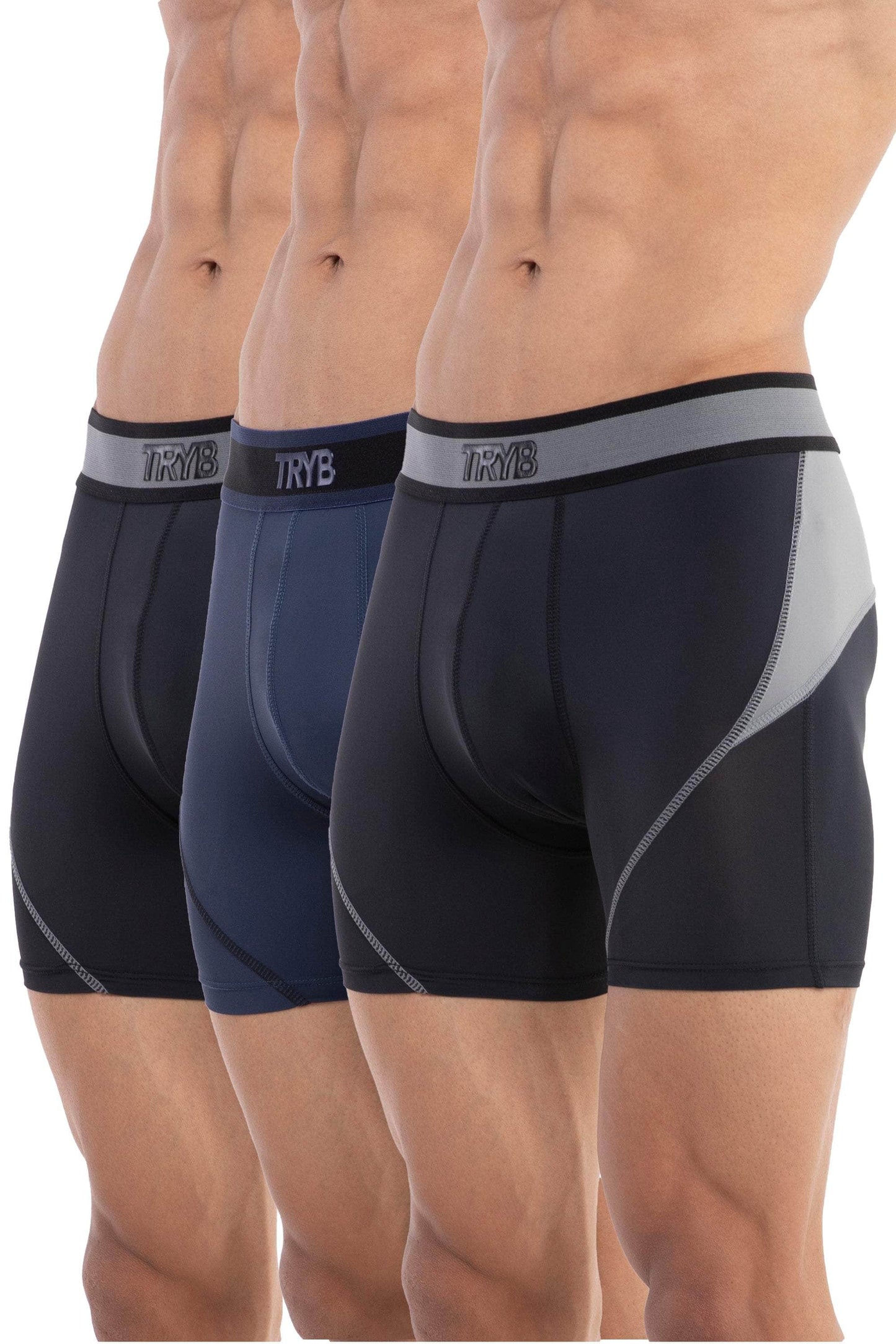 Trybwear ACTIV-H Trunk (3 Pack) Midnight Black - Armada Marine - Midnight Black / S