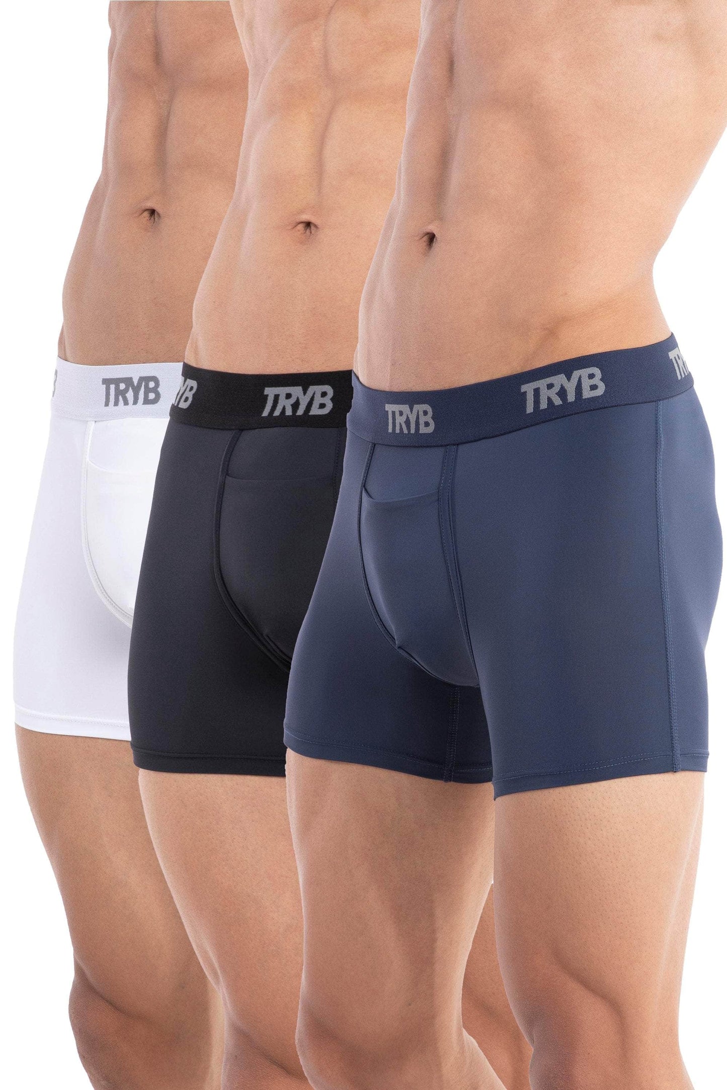 Trybwear ACTIV – Square Cut (3 Pack) Armada Marine - White Smoke - Midnight Black / S