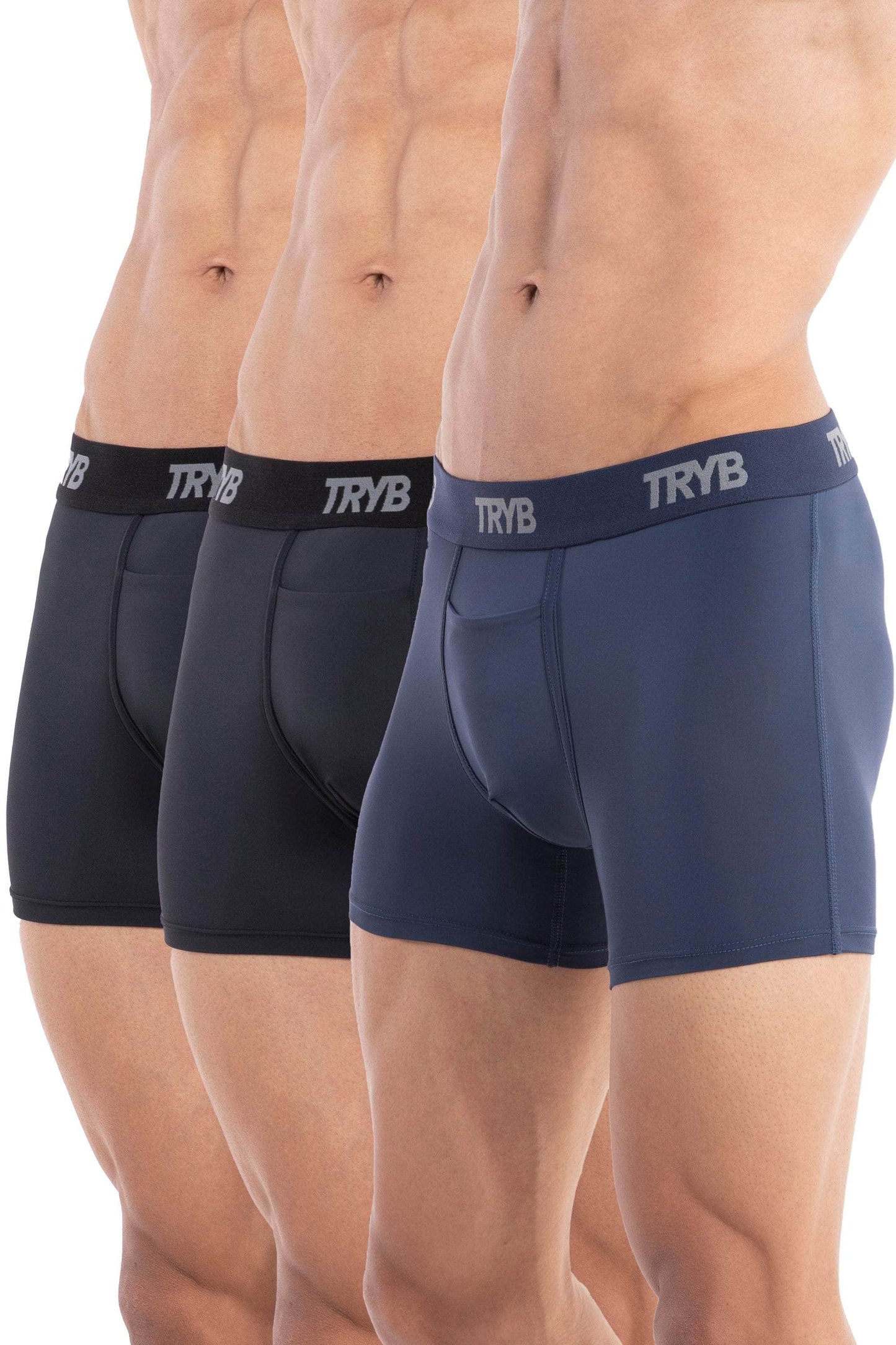 Trybwear ACTIV – Square Cut (3 Pack) Midnight Black - Armada Marine - Midnight Black / S
