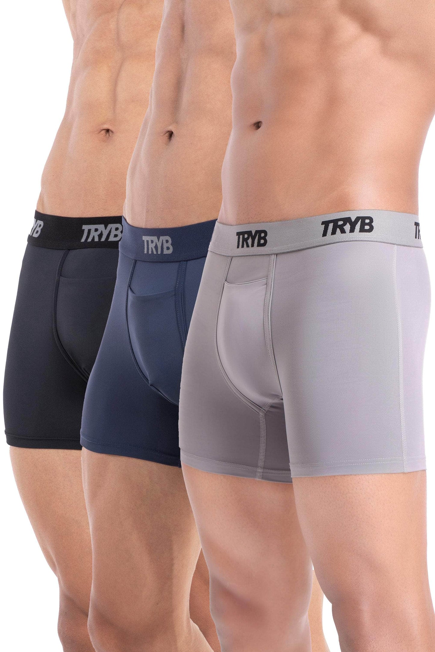 Trybwear ACTIV – Square Cut (3 Pack) Midnight Black - Concrete - Armada Marine / S