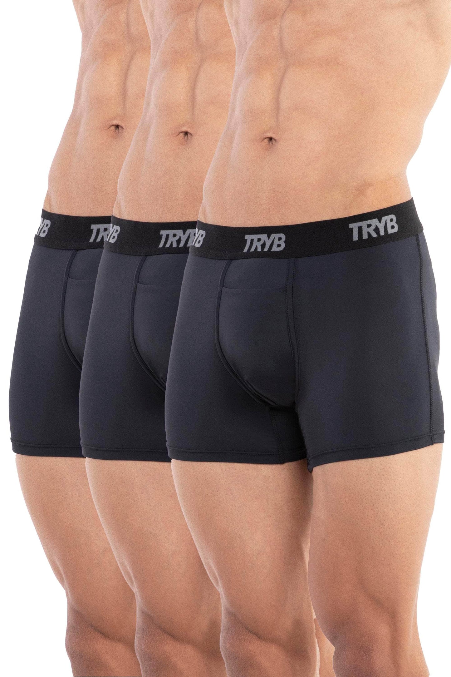 Trybwear ACTIV – Square Cut (3 Pack) Midnight Black / S