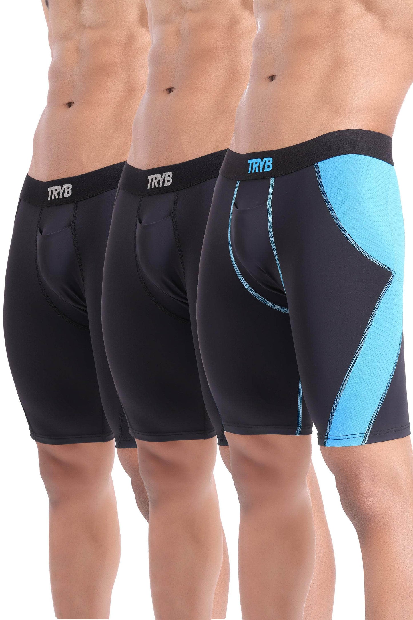 Trybwear Energizer (Compression) - 3 Pack All Black - Black Azure - All Black / S