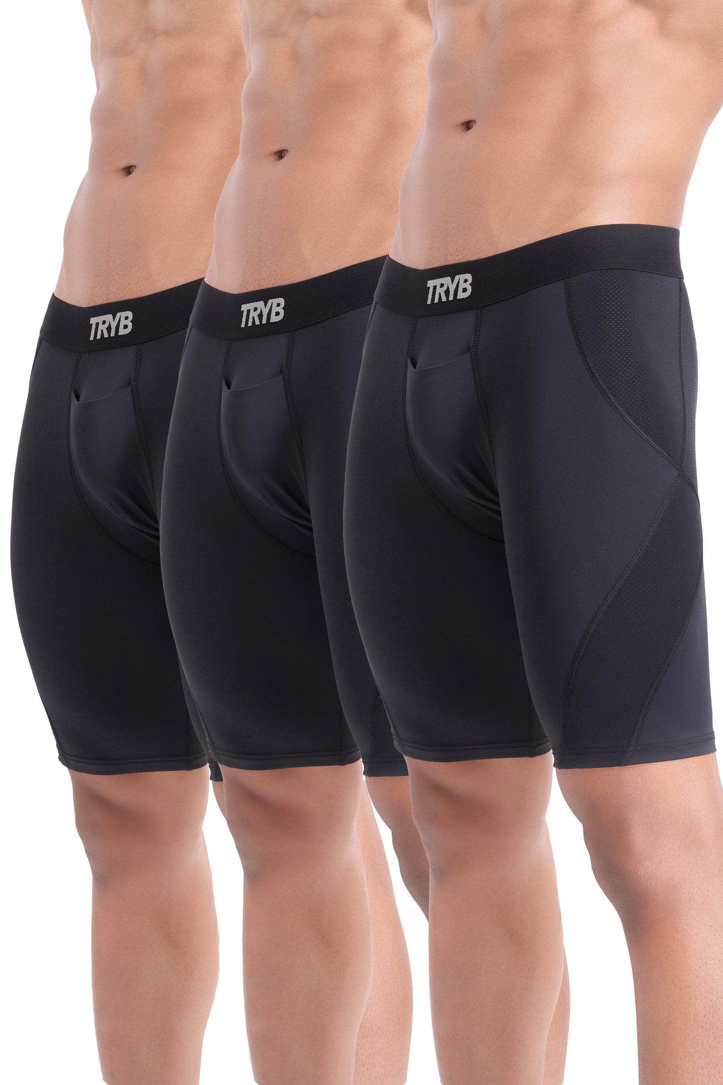 Trybwear Energizer (Compression) - 3 Pack All Black / S