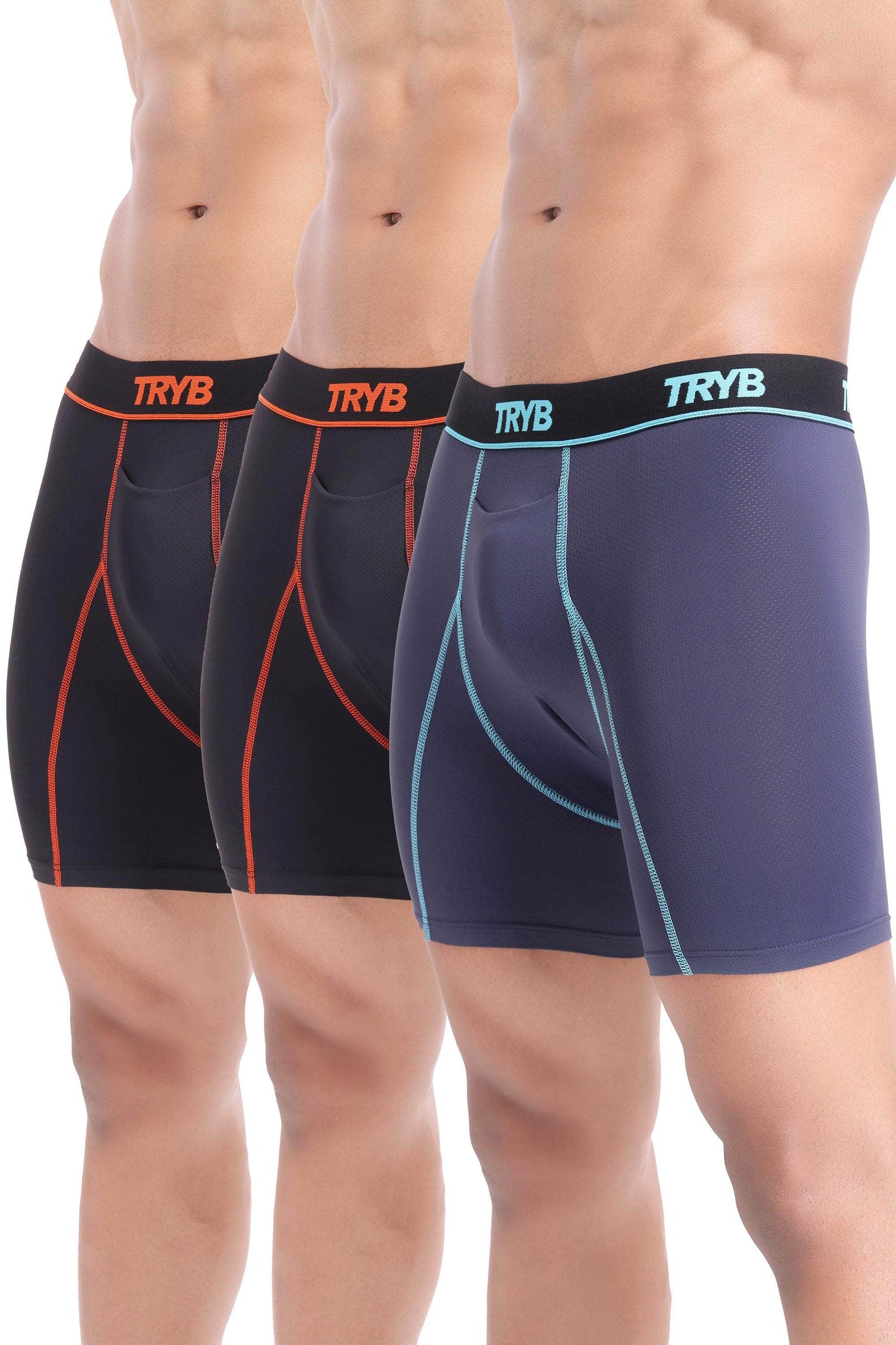 Trybwear Liquid (3 Pack) Black Tangerine - Black Tangerine - Navy Tron / S