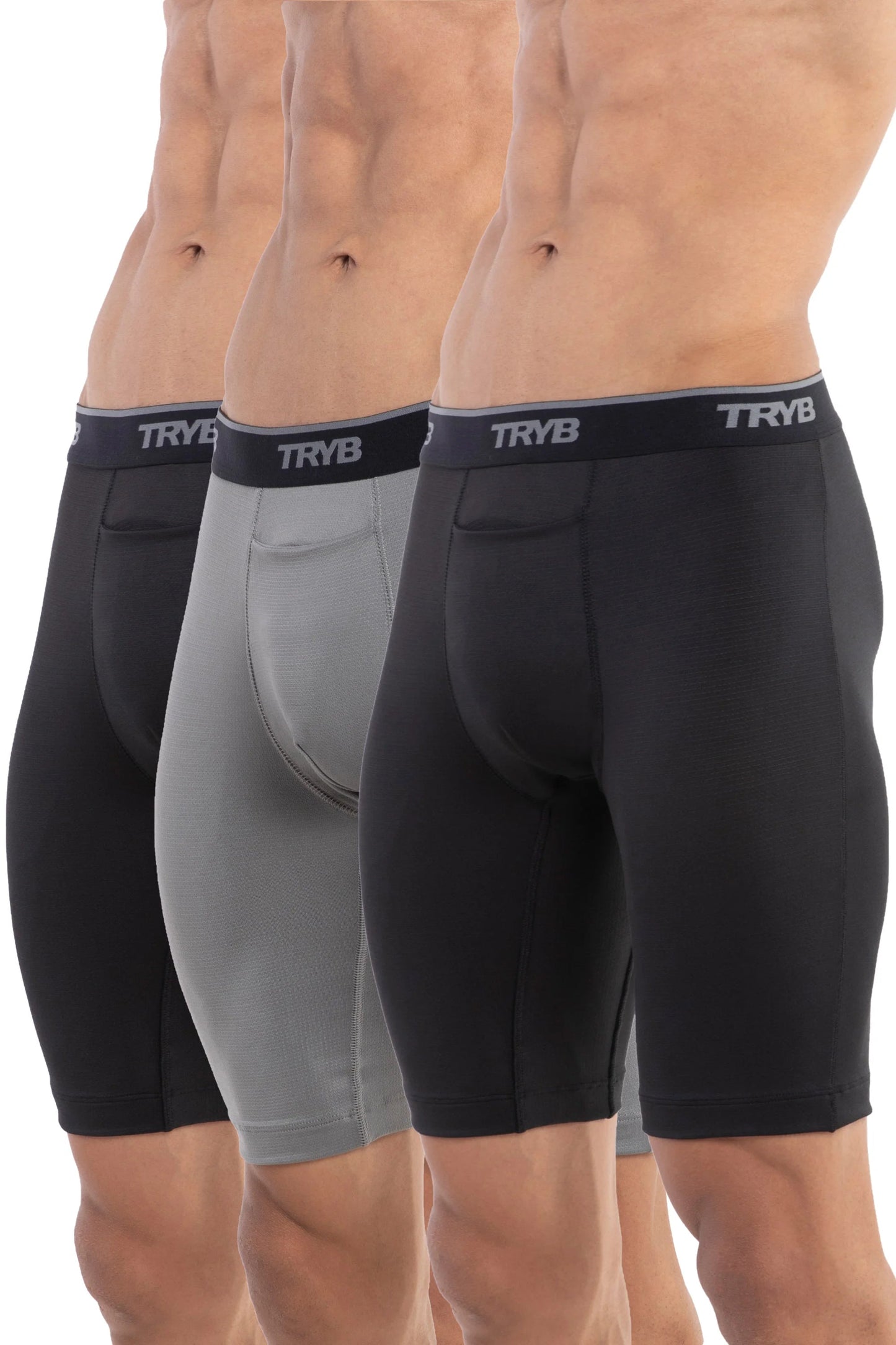 Trybwear PRO - Compression (3 pack) Black Raven - Black Raven - Shark Grey / S