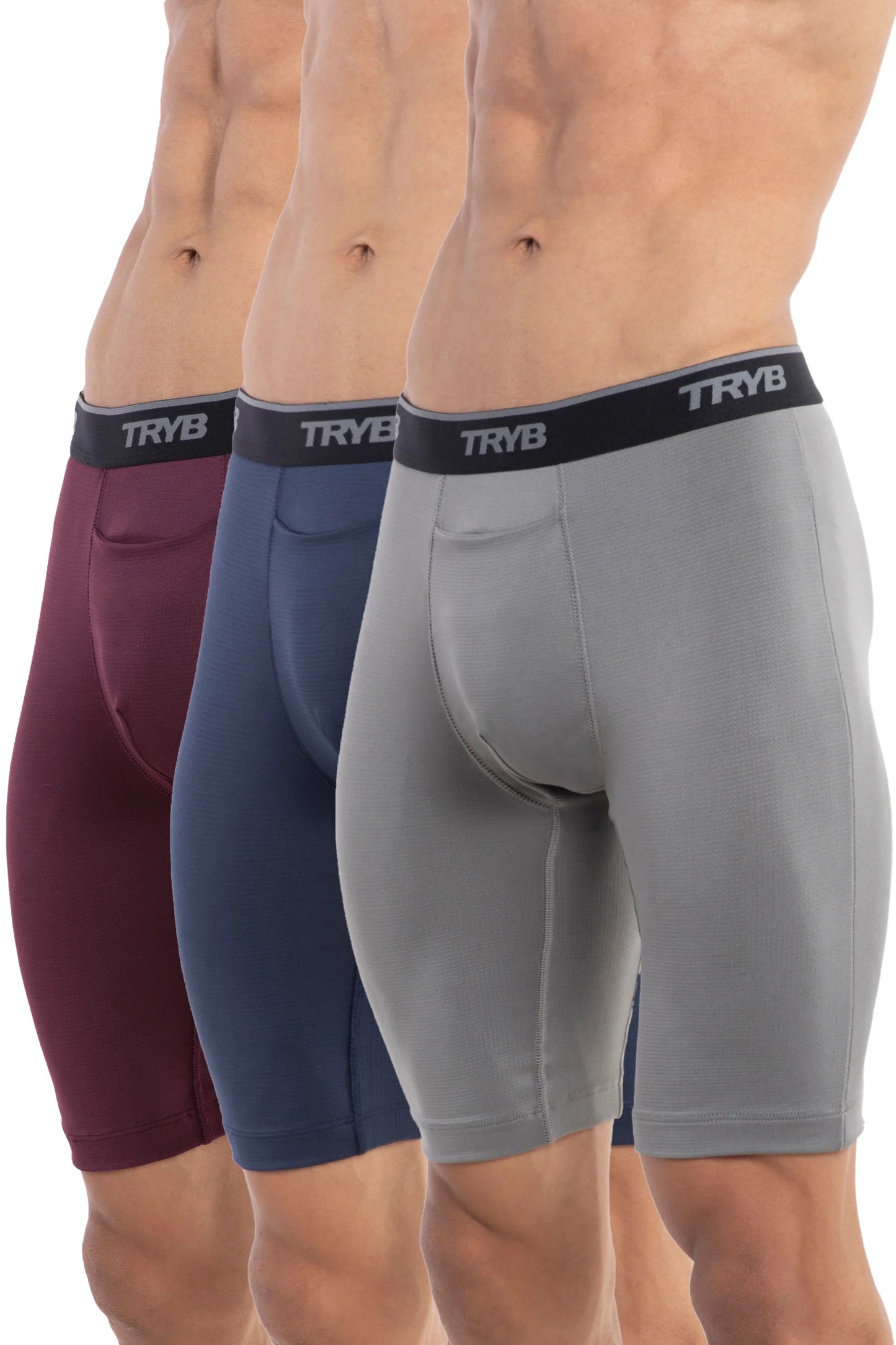 Trybwear PRO - Compression (3 pack) Cordon Bleu - Bordeaux - Shark Grey / S