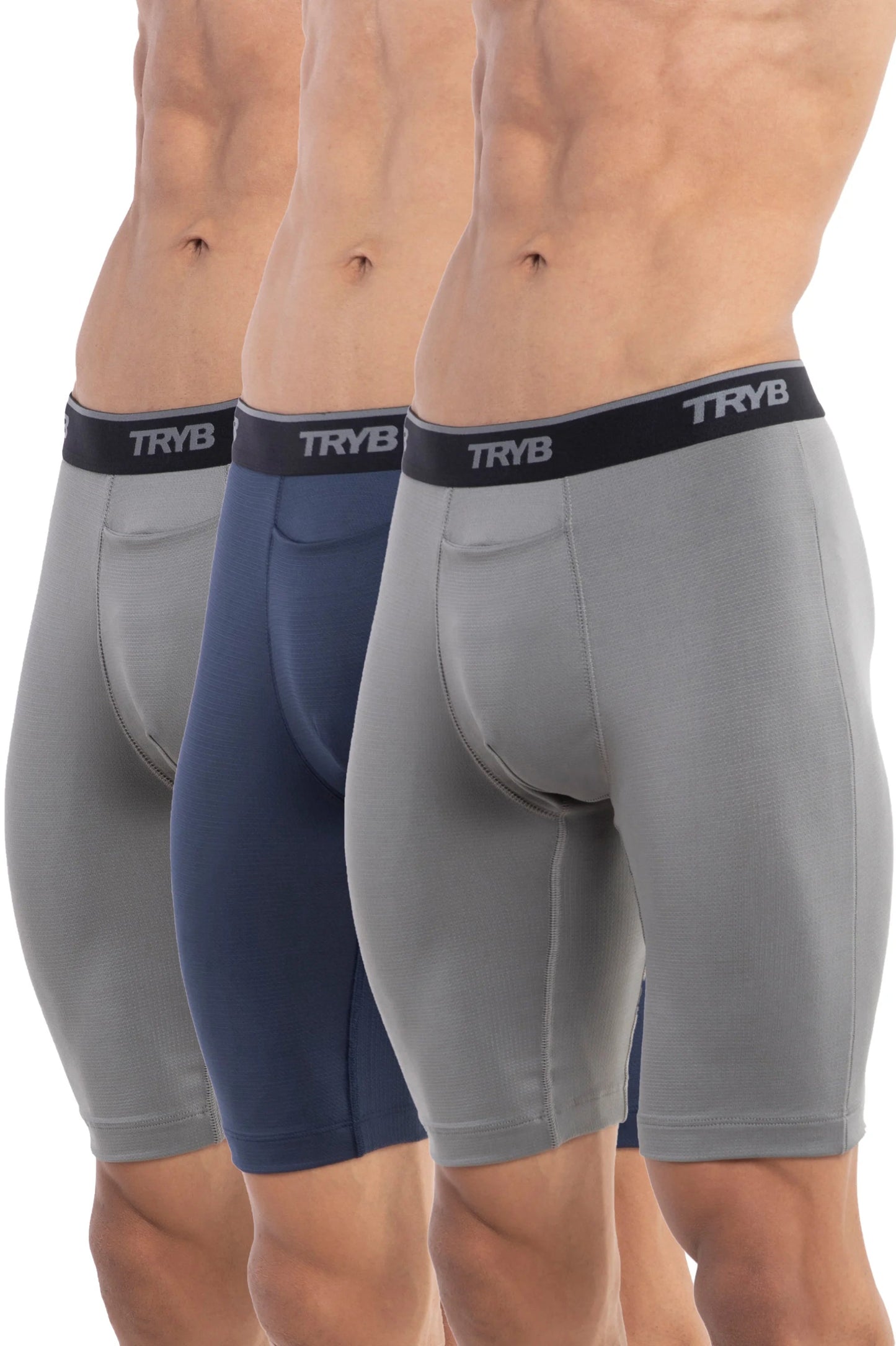 Trybwear PRO - Compression (3 pack) Shark Grey - Shark Grey - Cordon Bleu / S