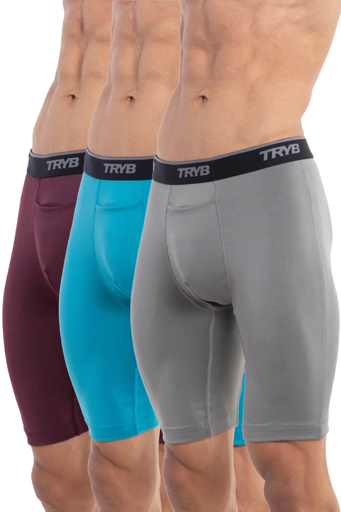 Trybwear PRO - Compression (3 pack) Tranquil Sea - Bordeaux - Shark Grey / S
