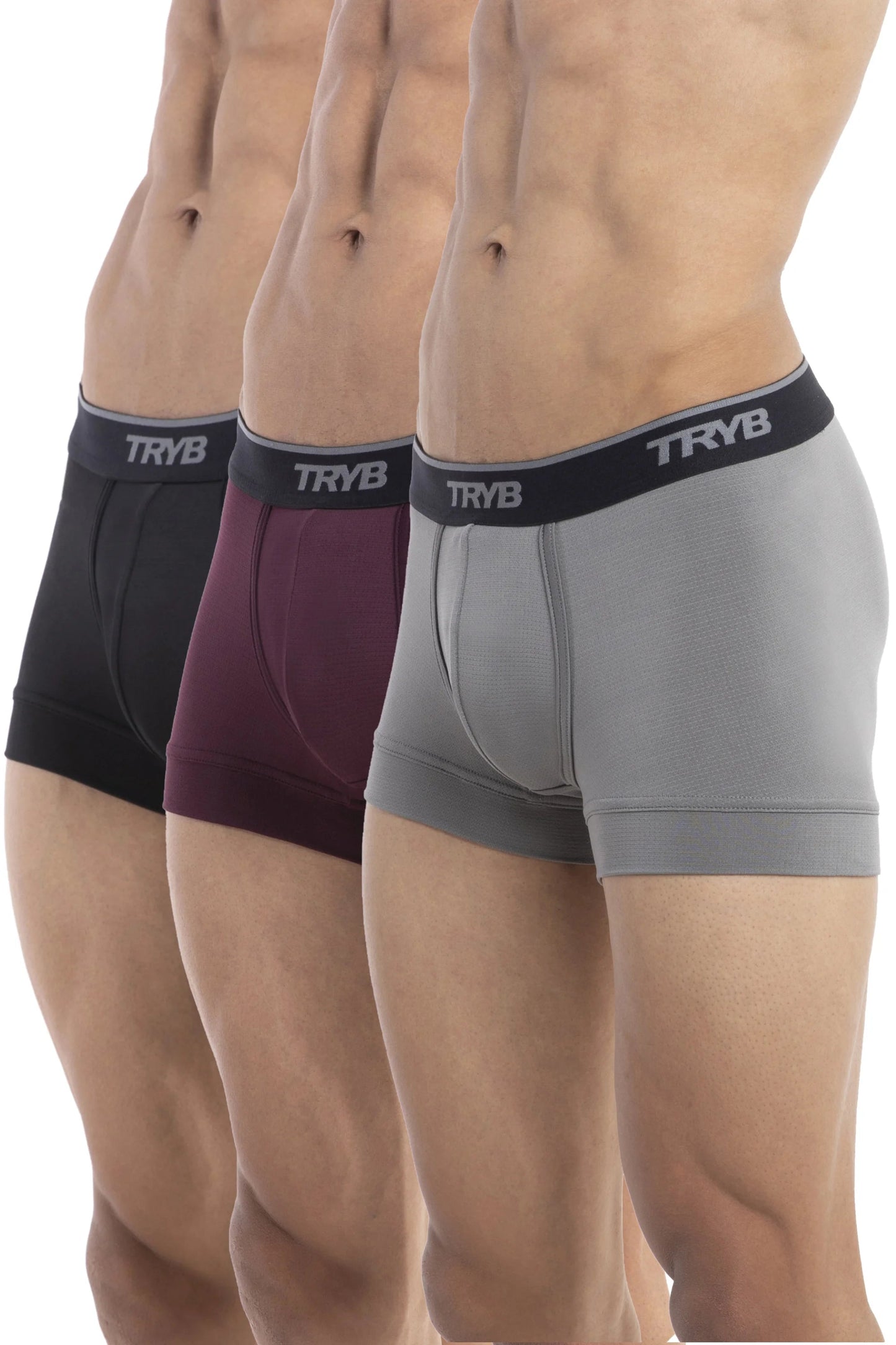 Trybwear PRO - Short Boxer (3 pack) Black Raven - Bordeaux - Shark Grey / S