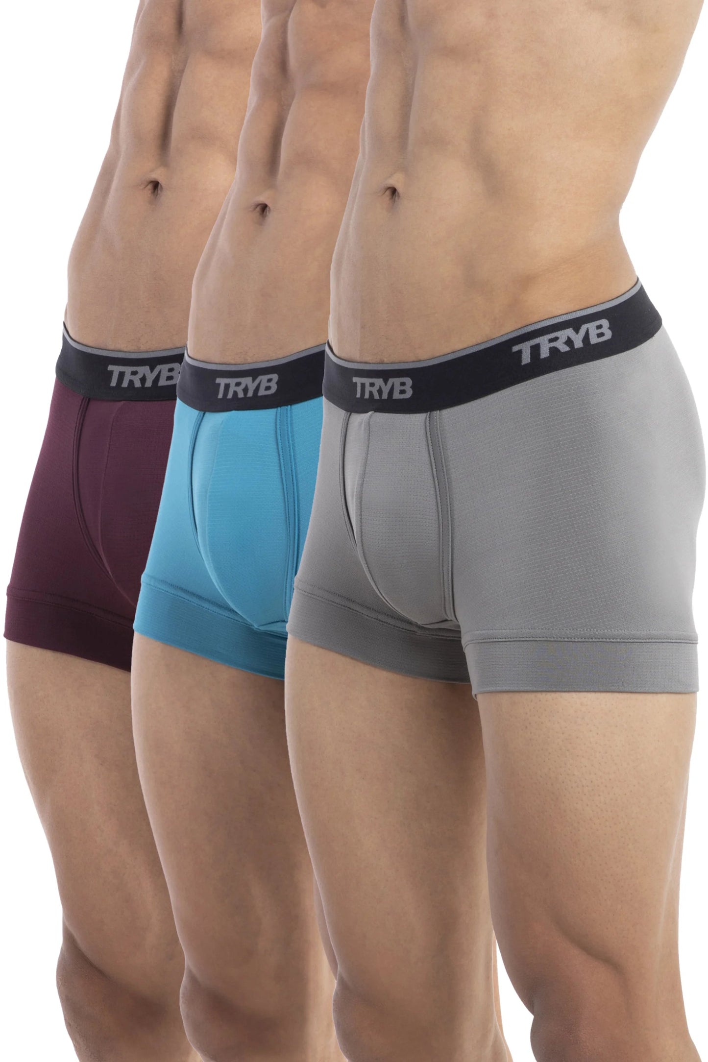 Trybwear PRO - Short Boxer (3 pack) Tranquil Sea - Bordeaux - Shark Grey / S