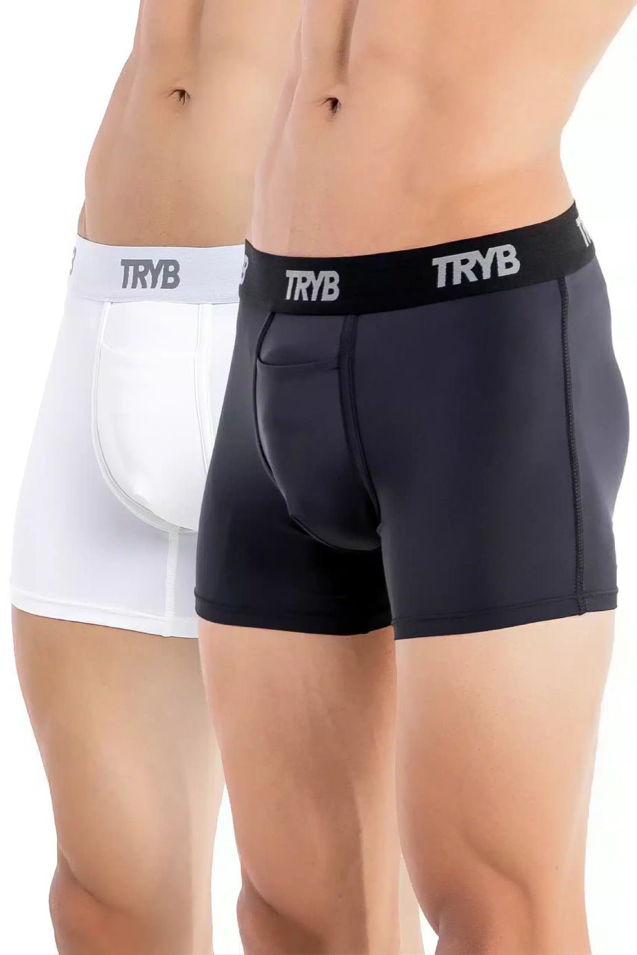 Trybwear ACTIV – Square Cut (2 pack) White Smoke - Midnight Black / S