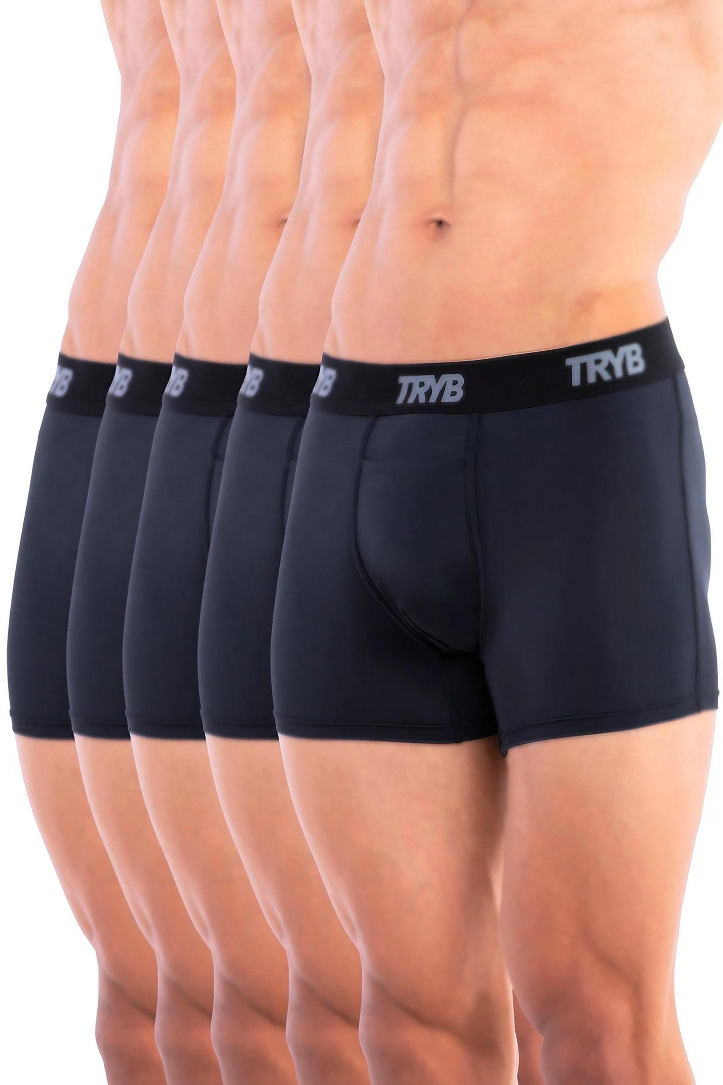 Trybwear ACTIV – Square Cut (5 Pack) Midnight Black / S