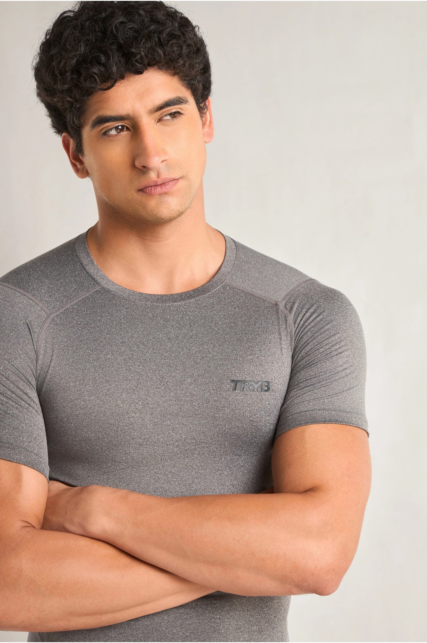 Trybwear Compression Half Sleeve T-Shirt Grey Stone / S