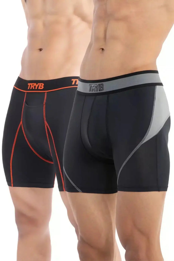 Trybwear Activ H-Trunk x Liquid (Combo) Midnight Black – Black Tangerine / S