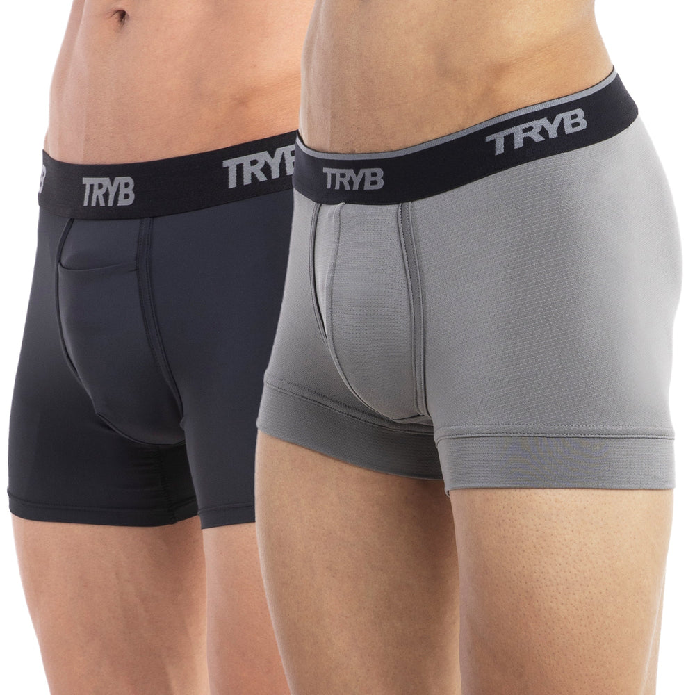 Trybwear Pro Short boxer x Activ Square Cut (Combo) Black Raven - Concrete / S